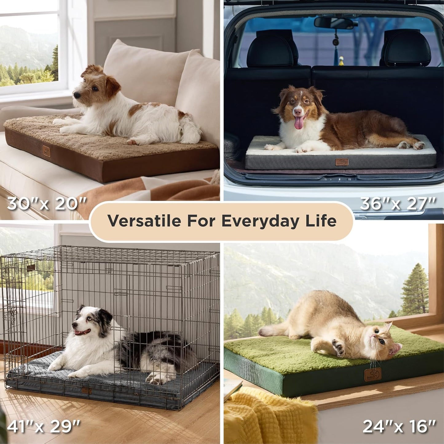 Bedsure Large Dog Bed for Large Dogs up to 75Lbs - Big Orthopedic Dog Beds with Removable Washable Cover, Egg Crate Foam Pet Bed Mat, Grey